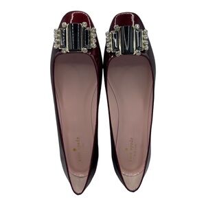 Kate Spade Women's Red Patent Leather Jewel Buckle Toe Flats Size 10 NW…